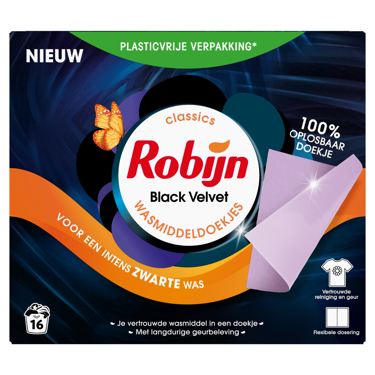 Robijn Wasmiddeldoekjes Zwart pack